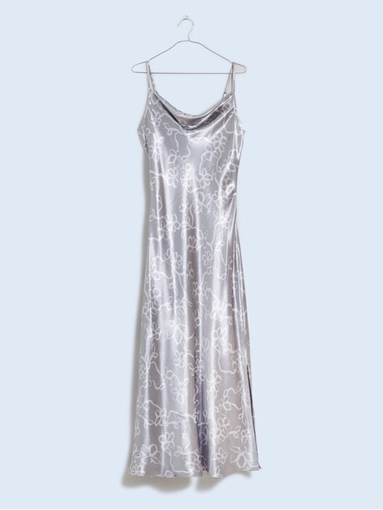 Madewell Dresses & Skirts - Madewell Metallic Midi Slip Dress in Silver Floral
